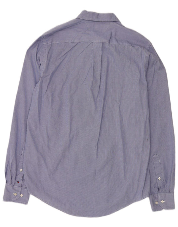 Tommy Hilfiger Mens Custom Fit Shirt Small Blue Houndstooth Cotton Classic