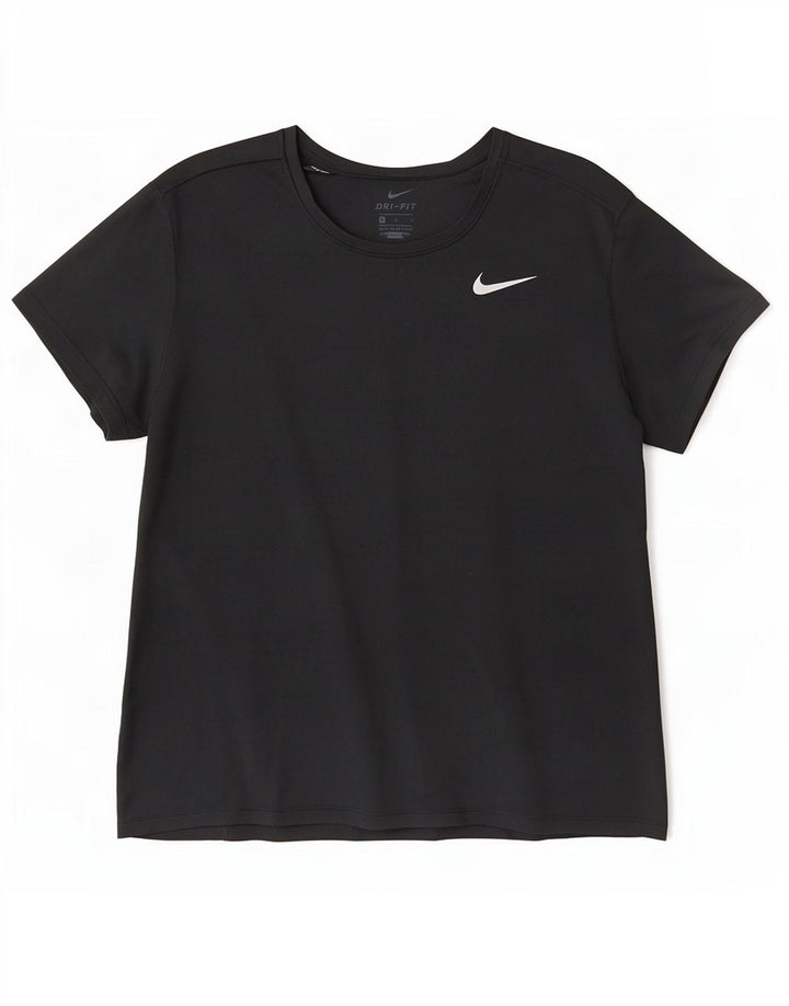 Γυναικείο T-Shirt Nike Dri Fit Top UK 14 Large μαύρο πολυεστέρα