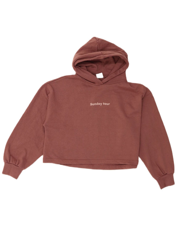 Zara Girls Oversized Crop Hoodie Jumper 13-14 Years Pink Cotton