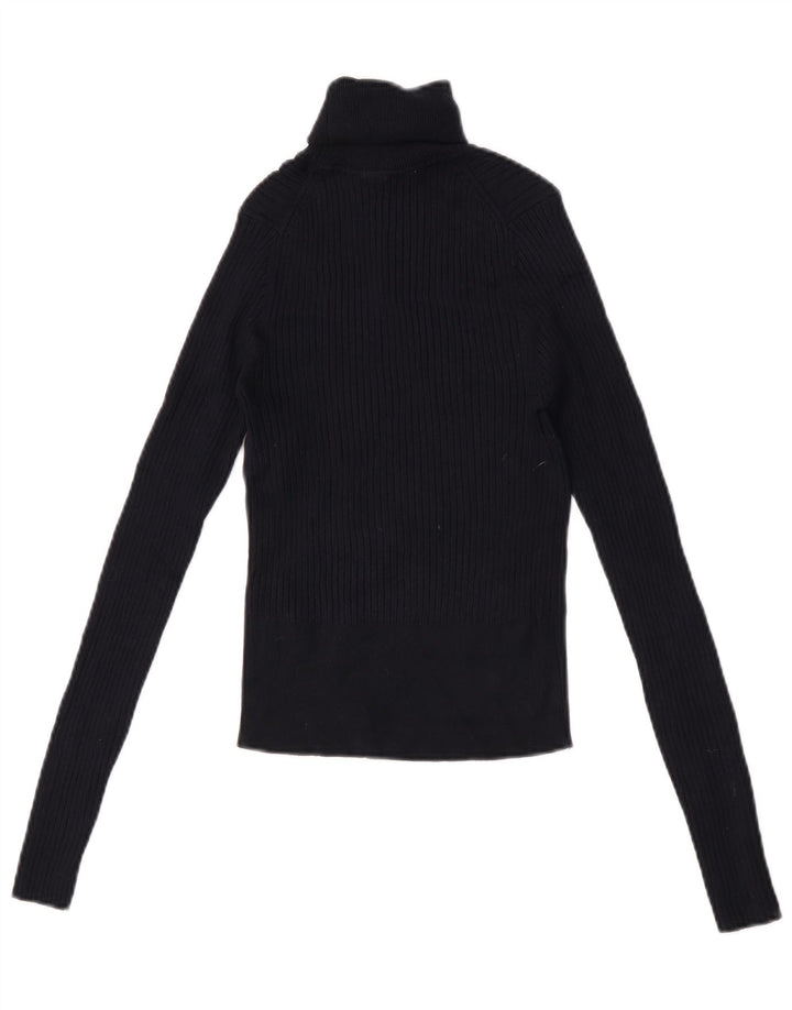 Zara Γυναικείο Crop Top μακρυμάνικο UK 12 Medium Navy Blue Viscose