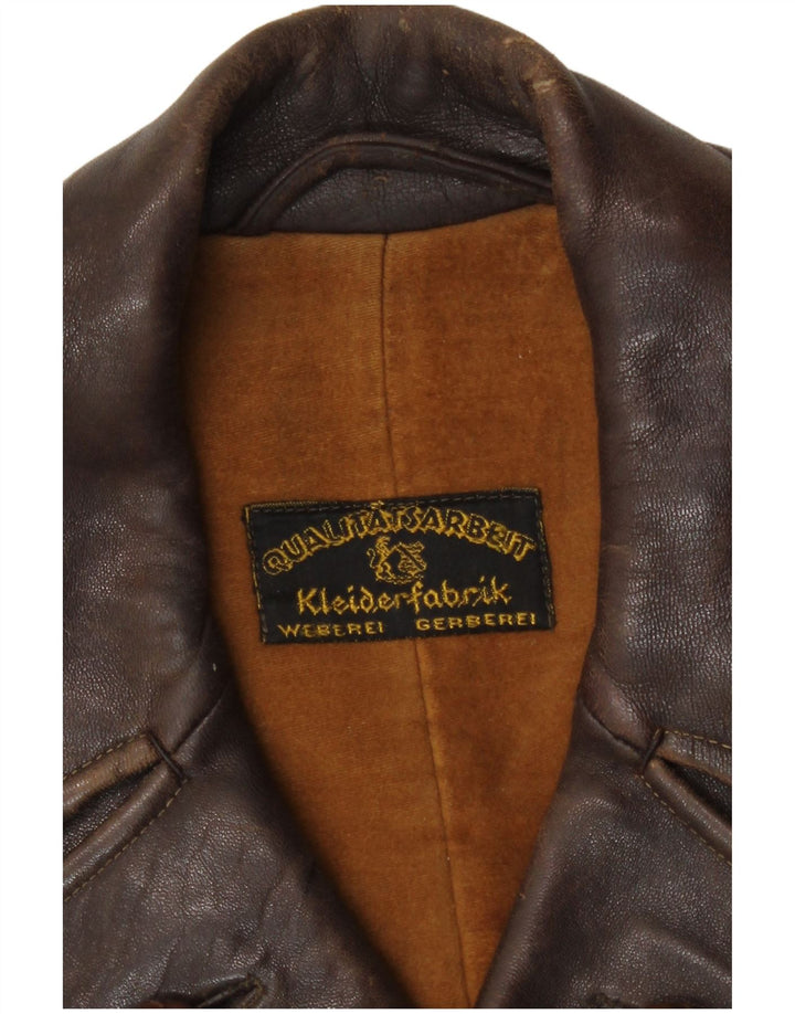 Vintage Ανδρικό Δερμάτινο Μπουφάν UK 36 Μικρό Καφέ