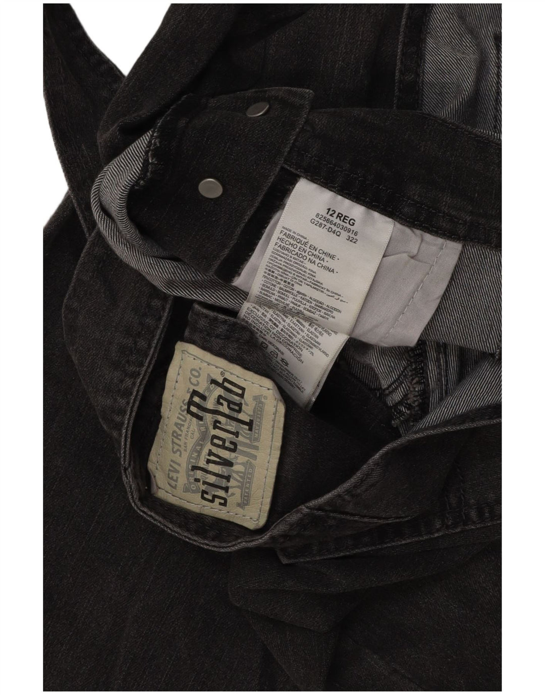 LEVI'S Girls Dungarees Straight Jeans 11-12 ετών W32 L24 Γκρι βαμβακερό