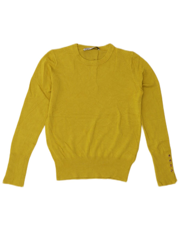 Γυναικείο πουλόβερ ZARA Crew Neck Jumper UK 10 Small Yellow Viscose