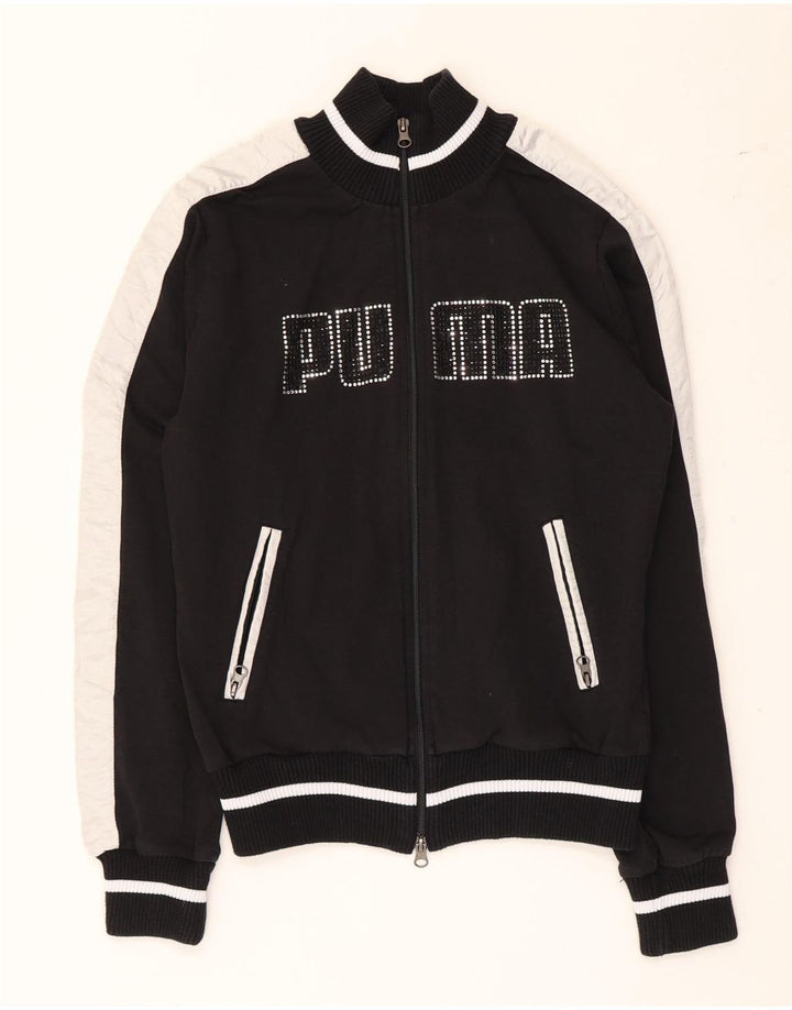Γυναικεία φόρμα γραφικών Puma Top Jacket UK 12 Medium Black Colourblock