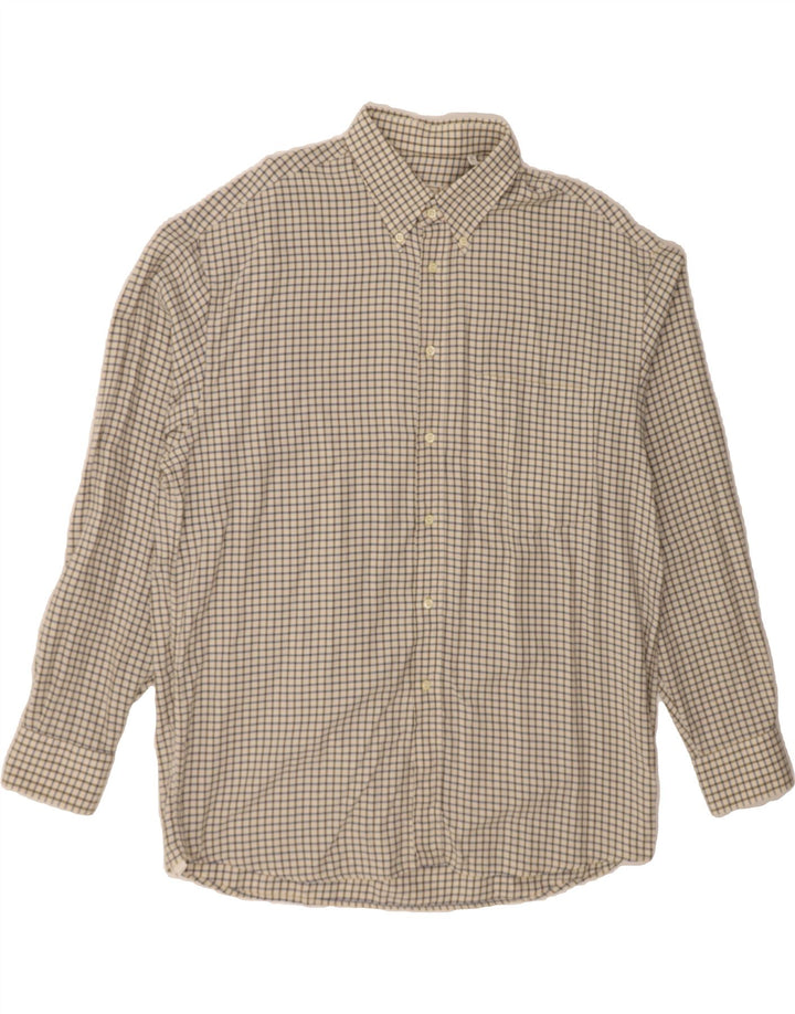 PETER ELLIOT Mens Shirt XL Off White Check Cotton Vintage Peter Elliot and Second-Hand Peter Elliot from Messina Hembry 