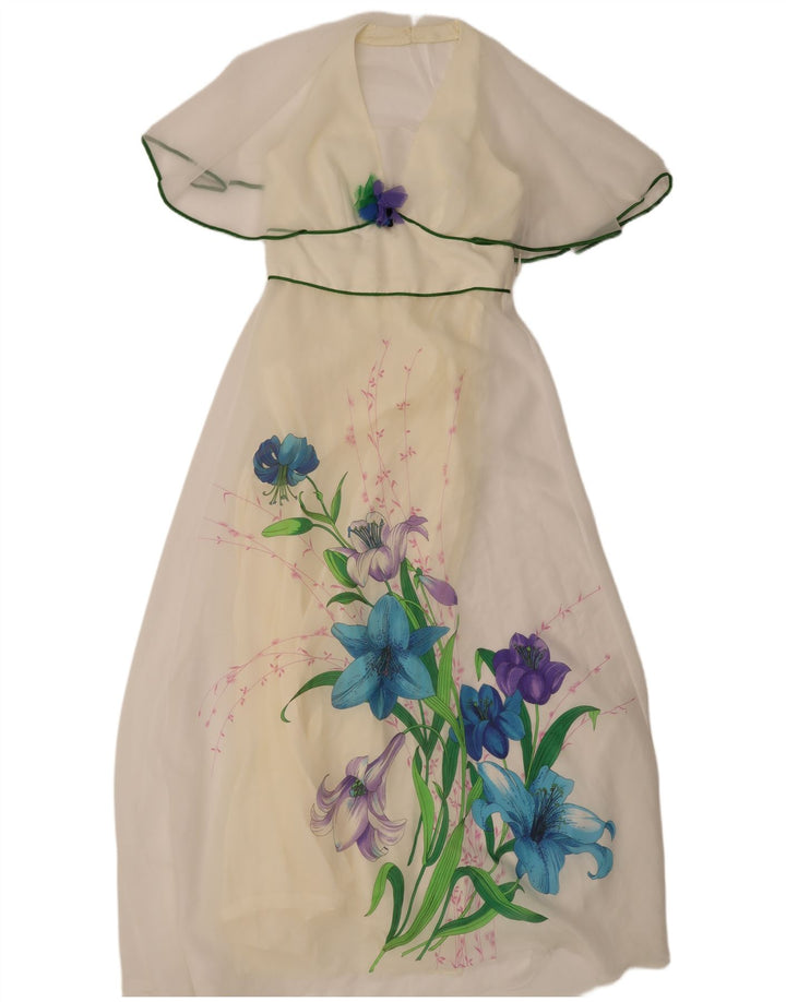 Vintage Γυναικείο Maxi Φόρεμα IT 46 Large White Floral Polyester