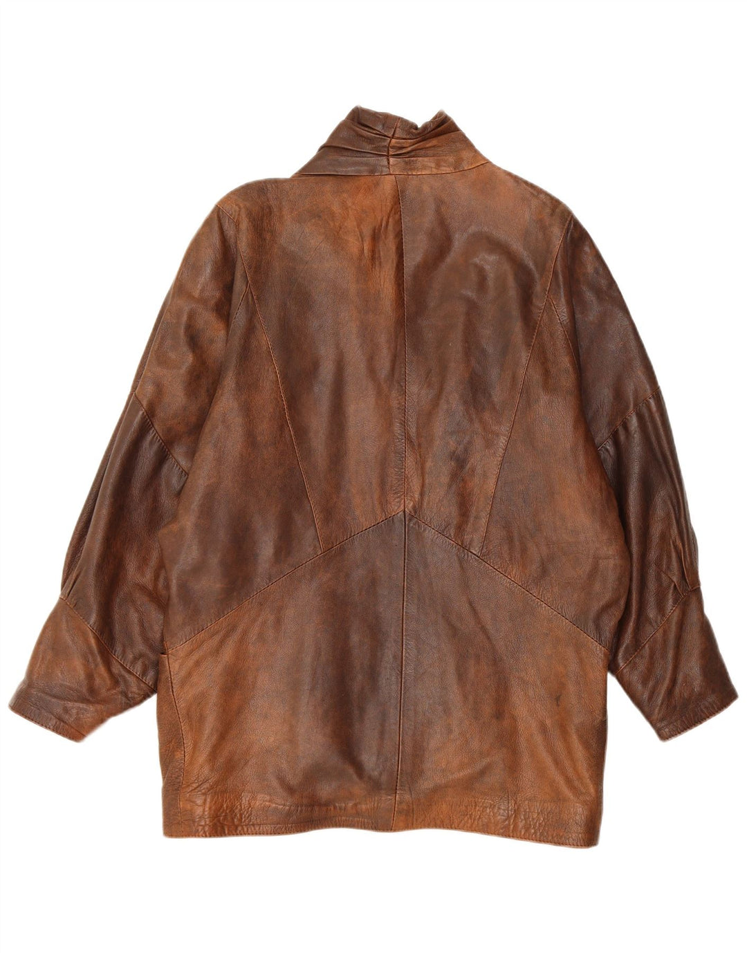 Vintage Γυναικείο Oversized Δερμάτινο Μπουφάν UK 10 Small Brown Δερμάτινο