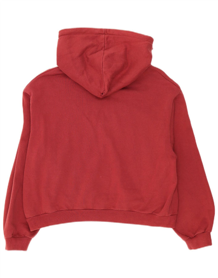 Pull & Bear Γυναικείο υπερμεγέθη Crop Graphic Hoodie Jumper UK 14 Medium Red