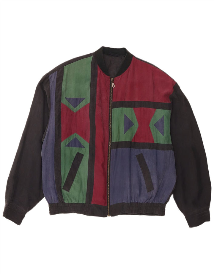 Vintage Ανδρικό μπουφάν Bomber IT 48/50 Μεσαίο πολύχρωμο γεωμετρικό μετάξι