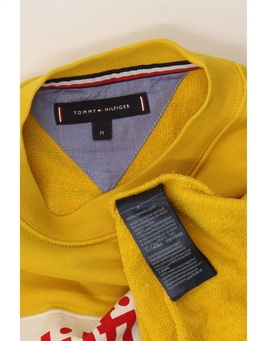 Γραφικό ανδρικό φούτερ Tommy Hilfiger, μεσαίο κίτρινο βαμβακερό
