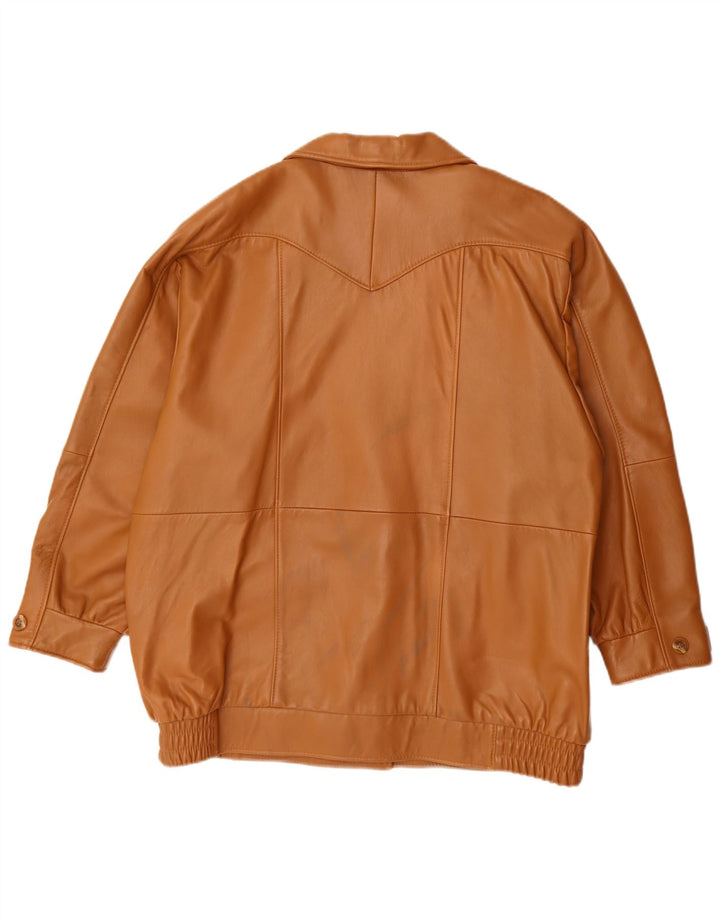 Vintage Γυναικείο Oversized Δερμάτινο Μπουφάν EU 44 XL Καφέ Δερμάτινο