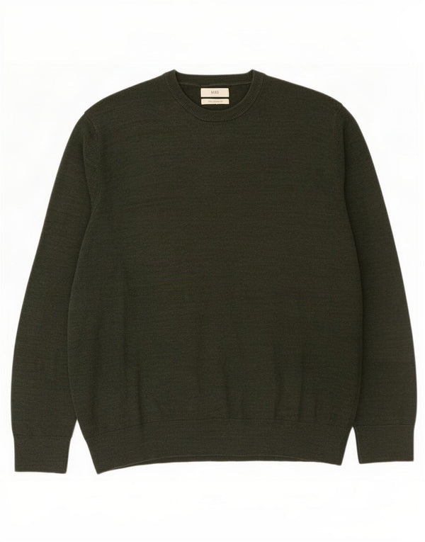 Ανδρικό πουλόβερ Marks & Spencer Crew Neck Jumper 2XL Χακί βαμβακερό