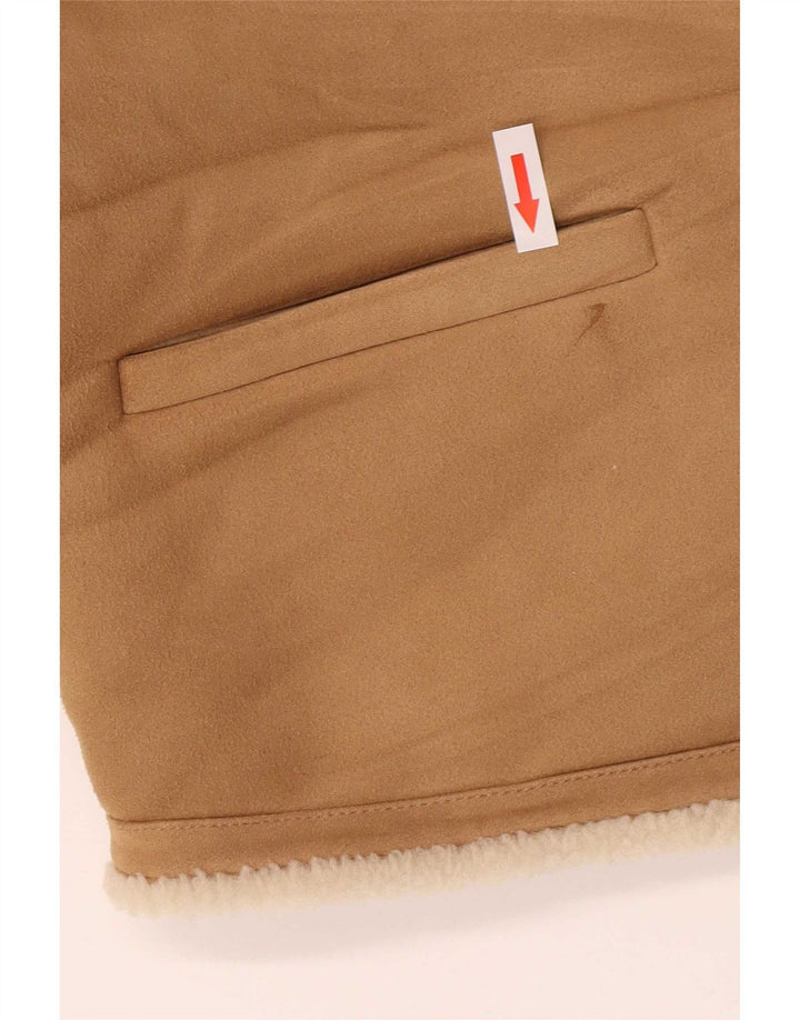 Zara Γυναικείο Μπουφάν Sherpa Oversized UK 6 XS καφέ πολυεστέρας