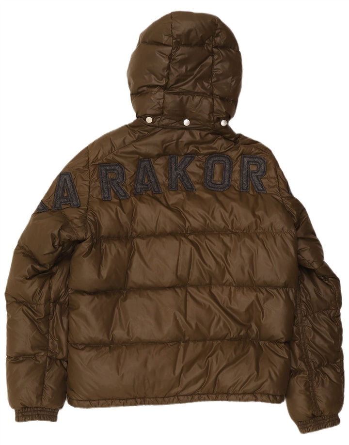 Ανδρικό μπουφάν Moncler γραφικό με κουκούλα με επένδυση μεγέθους 5 2XL Khaki Polyamide
