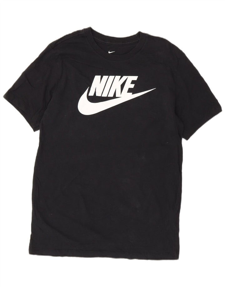 Ανδρικό γραφικό μπλουζάκι NIKE, μεσαίο μαύρο βαμβακερό