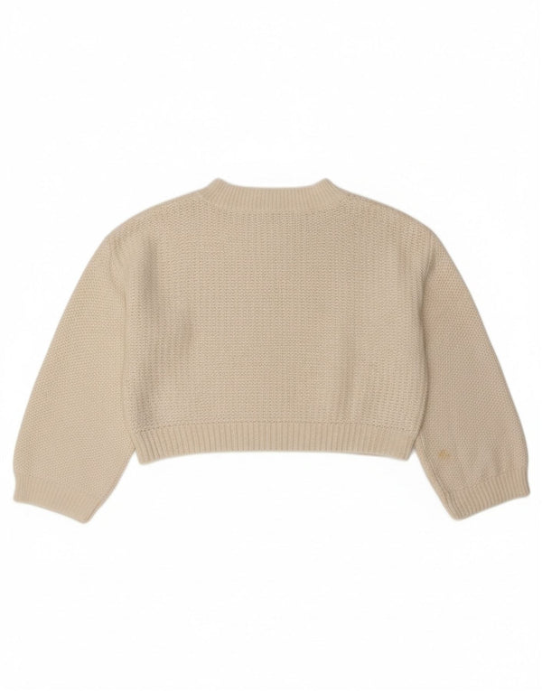 Γυναικείο Zara Crop Loose Fit Crew Jumper πουλόβερ UK 16 Large Off White