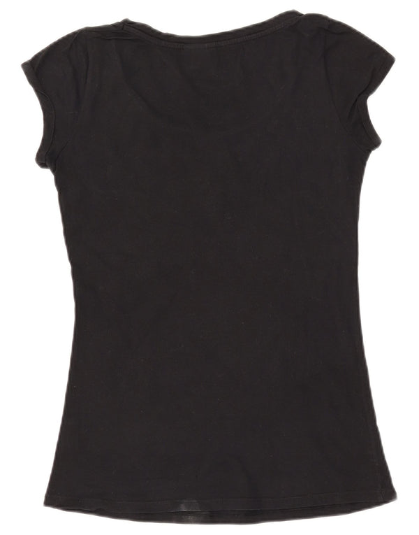 BENETTON Γυναικείο γραφικό μπλουζάκι Peanuts Top UK 6 XS μαύρο βαμβακερό