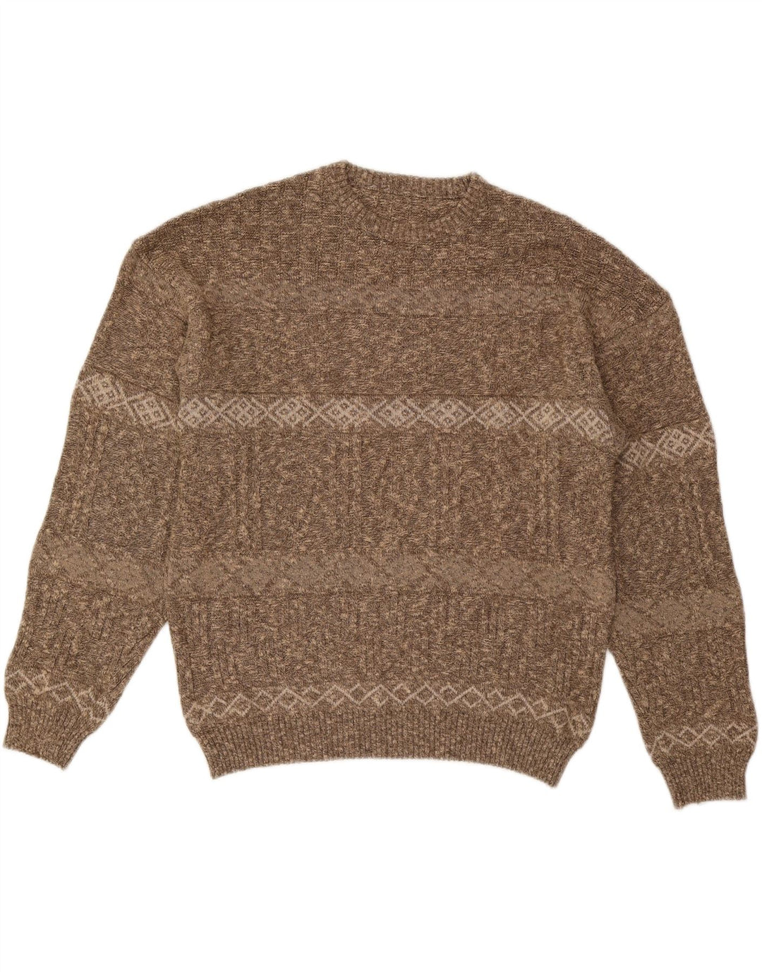 VINTAGE Ανδρικό πουλόβερ με λαιμόκοψη IT 56 2XL καφέ ριγέ