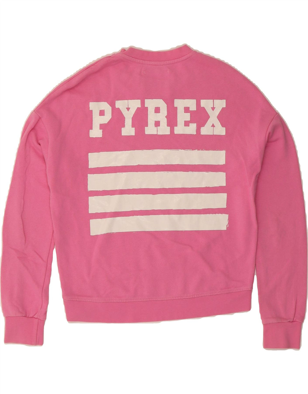PYREX Womens Oversized Graphic Sweatshirt Jumper UK 10 Small Pink Cotton Vintage Pyrex and Second-Hand Pyrex from Messina Hembry 