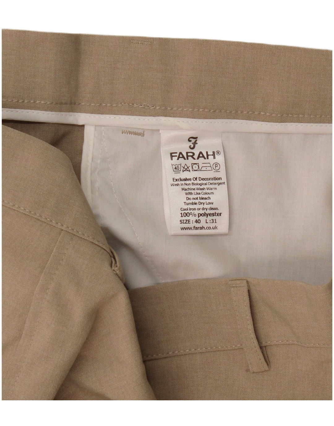 Farah Ανδρικό ίσιο casual παντελόνι W40 L31 Beige Polyester