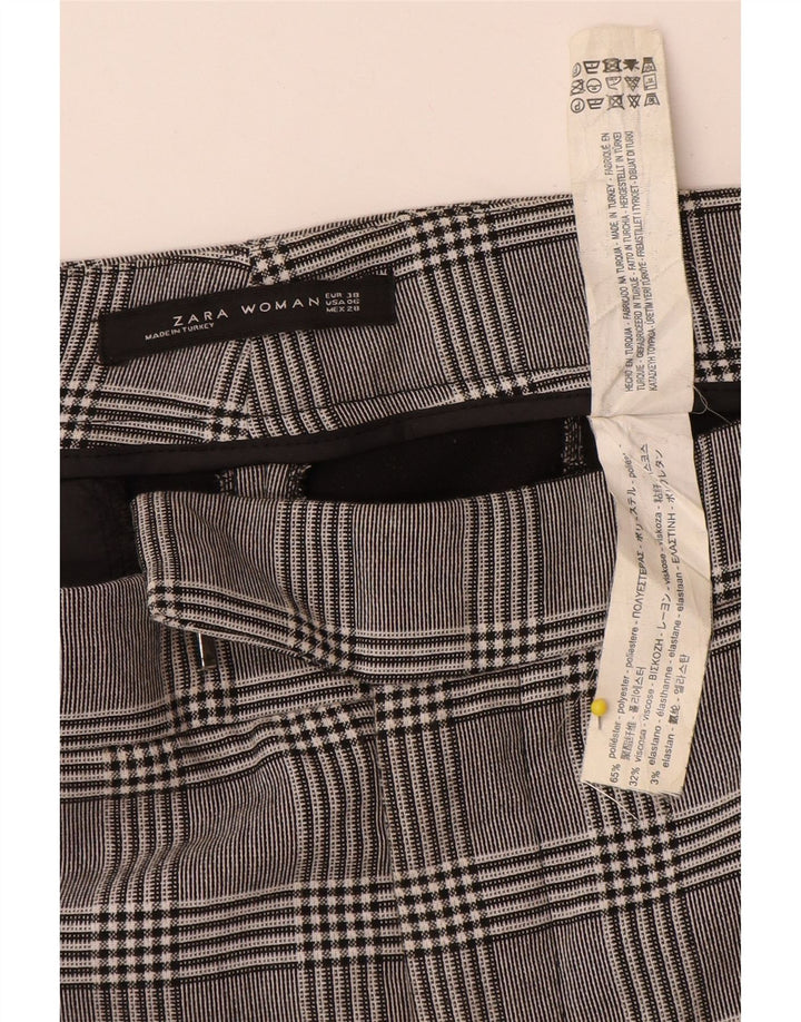 Zara γυναικείο ίσιο παντελόνι EU 38 Small W32 L26 Grey Check Polyester