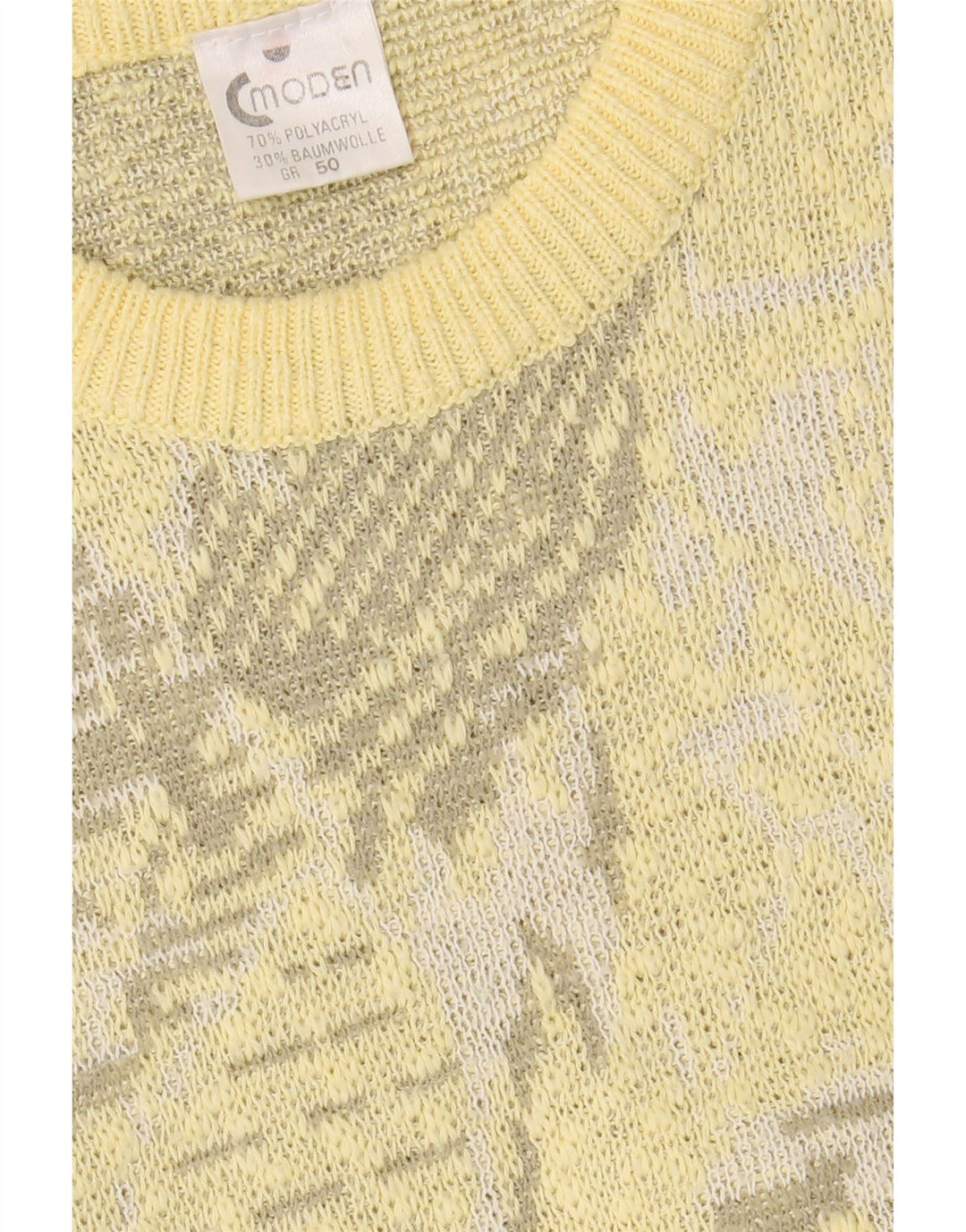 MODEN Mens Crew Neck Jumper Sweater IT 50 Medium Yellow Geometric Vintage Moden and Second-Hand Moden from Messina Hembry 