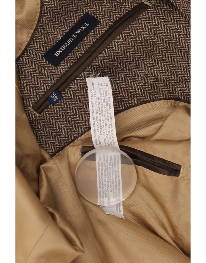 Massimo Dutti Ανδρικό σακάκι μπλέιζερ με 2 κουμπιά EU 52 Μεγάλο καφέ ψαροκόκαλο