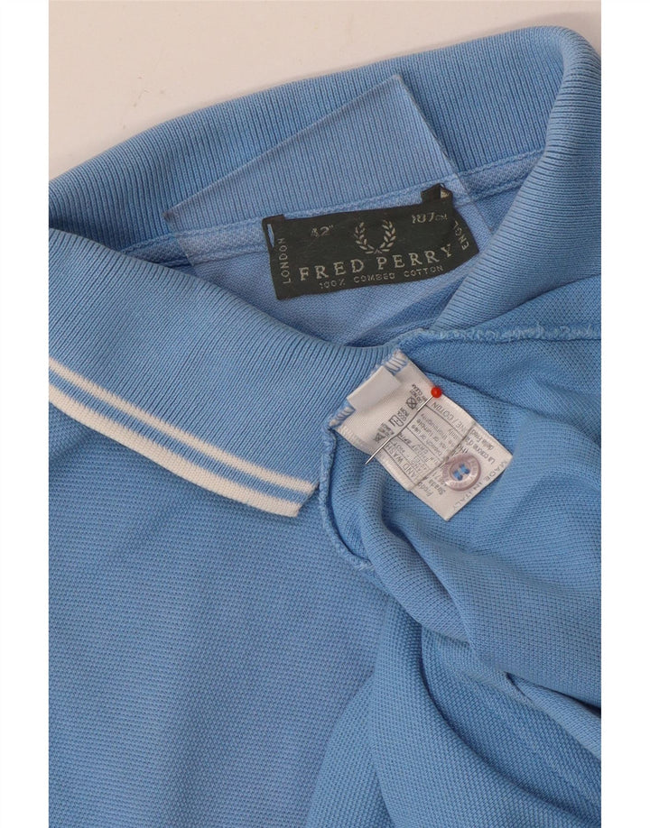 Fred Perry Ανδρικό πουκάμισο Polo από μεσαίο μπλε βαμβακερό