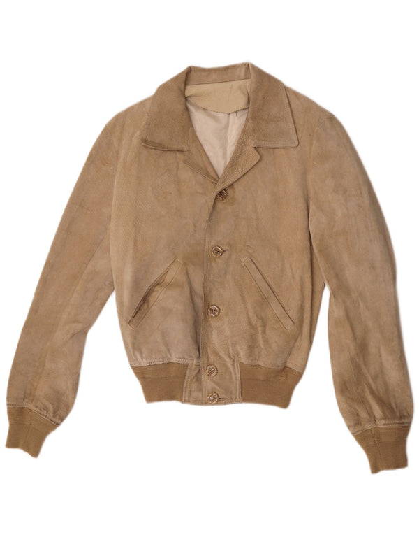 Vintage Γυναικείο Suede Bomber Jacket IT 48 XL Beige