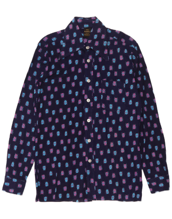 Ανδρικό πουκάμισο Vintage Abstract Pattern Μέγεθος 37 Small Navy Blue από βαμβάκι