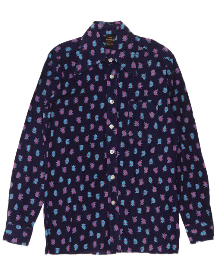 Ανδρικό πουκάμισο Vintage Abstract Pattern Μέγεθος 37 Small Navy Blue από βαμβάκι