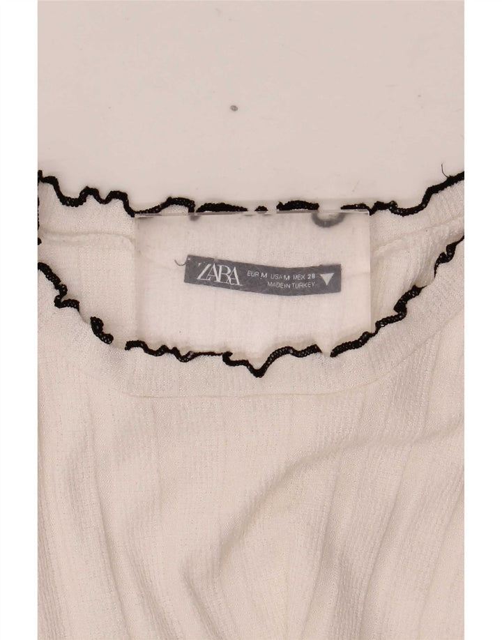 Zara Γυναικείο T-Shirt Top UK 12 Medium White