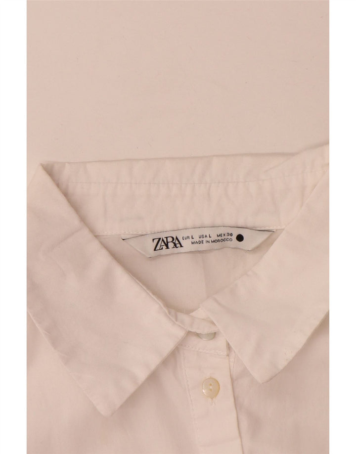 Zara γυναικείο φόρεμα 3/4 με μανίκια A-line UK 14 μεγάλο λευκό πολυεστέρα