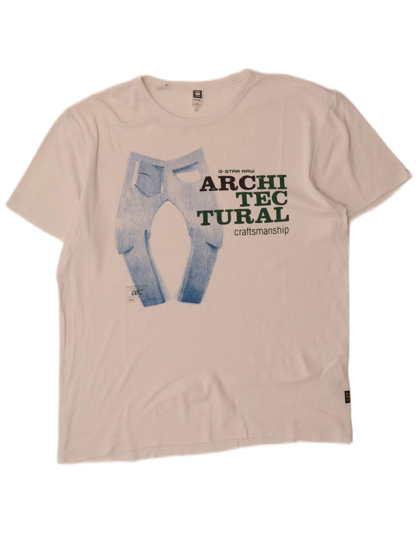 Ανδρικό γραφικό T-Shirt G-Star Top 2XL Λευκό βαμβακερό