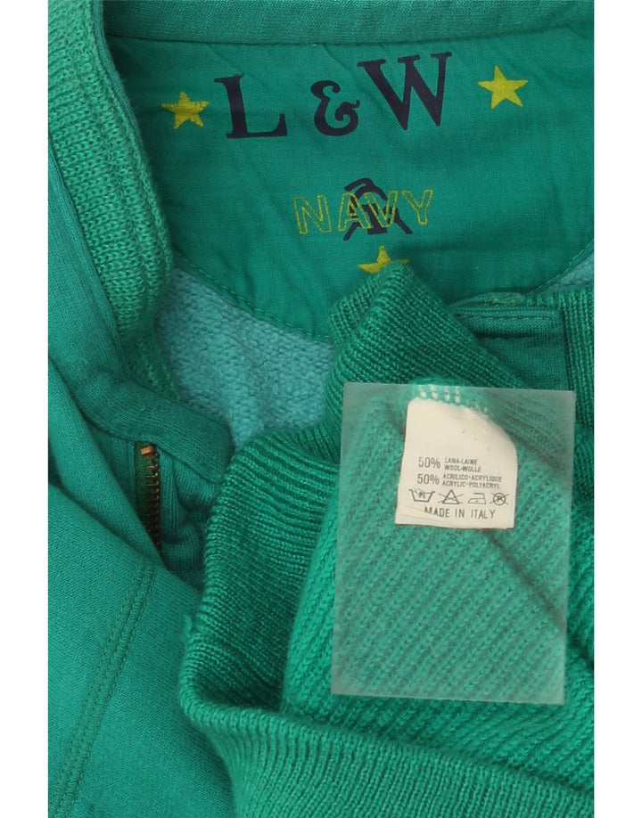 Ανδρικό πουλόβερ με ζακέτα VINTAGE Μεγάλο πράσινο χρώμα μαλλί