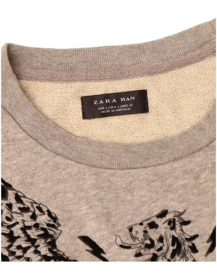 Ανδρικό γραφικό φούτερ Zara Jumper Large Grey