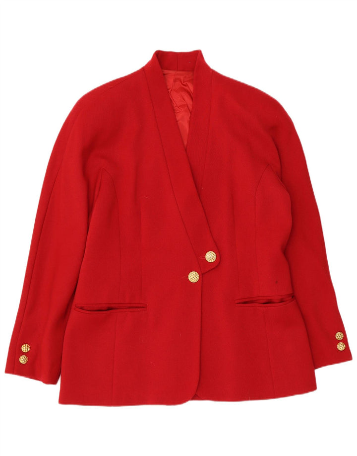 Vintage Γυναικείο Μπουφάν Blazer με 2 Κουμπιά IT 44 Μέτριο κόκκινο παρθένο μαλλί
