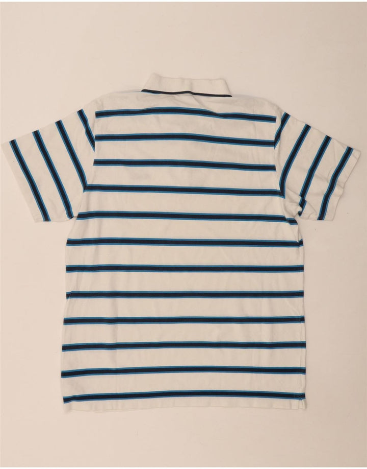 Ανδρικό μπλουζάκι πόλο REEBOK XL Λευκό βαμβακερό ριγέ