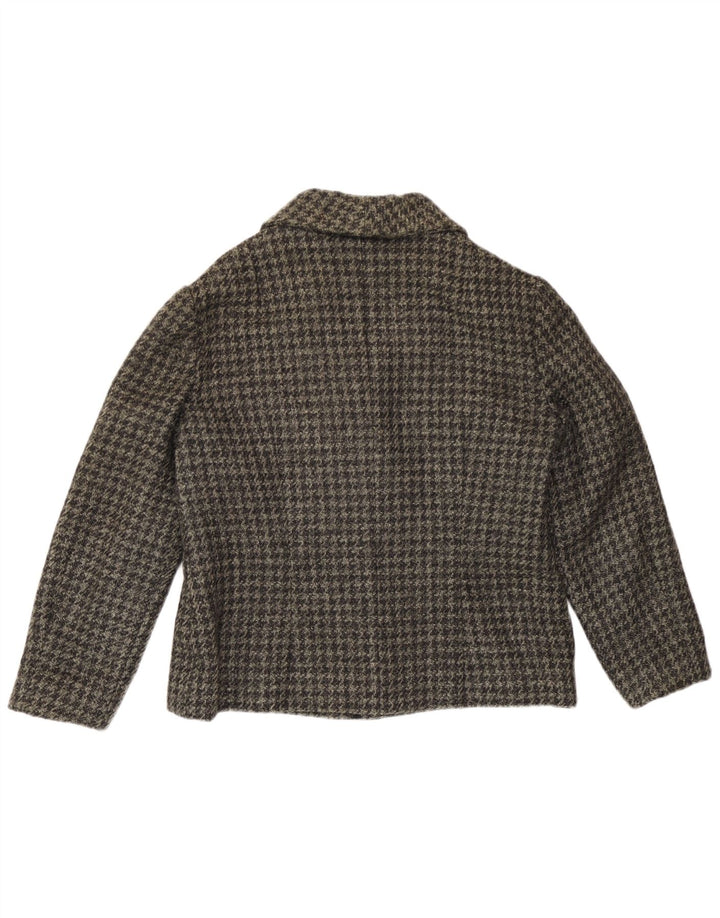 Vintage γυναικείο σακάκι 3 κουμπιών UK 14 Medium Grey Houndstooth