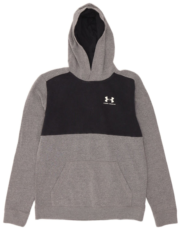 Under Armour Boys Cold Gear Hoodie Jumper 13-14 Years XL Grey Colourblock