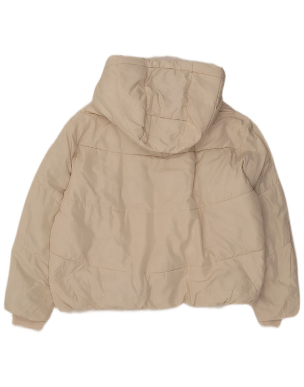 Zara Womens Hooded Oversized Padded Jacket UK 10 Small Off White Polyester