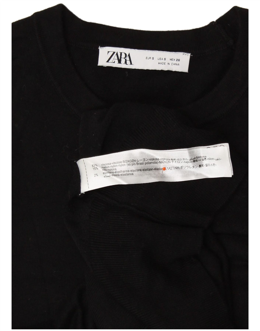 Zara Γυναικείο πουλόβερ με λαιμόκοψη UK 10 Small Black Viscose