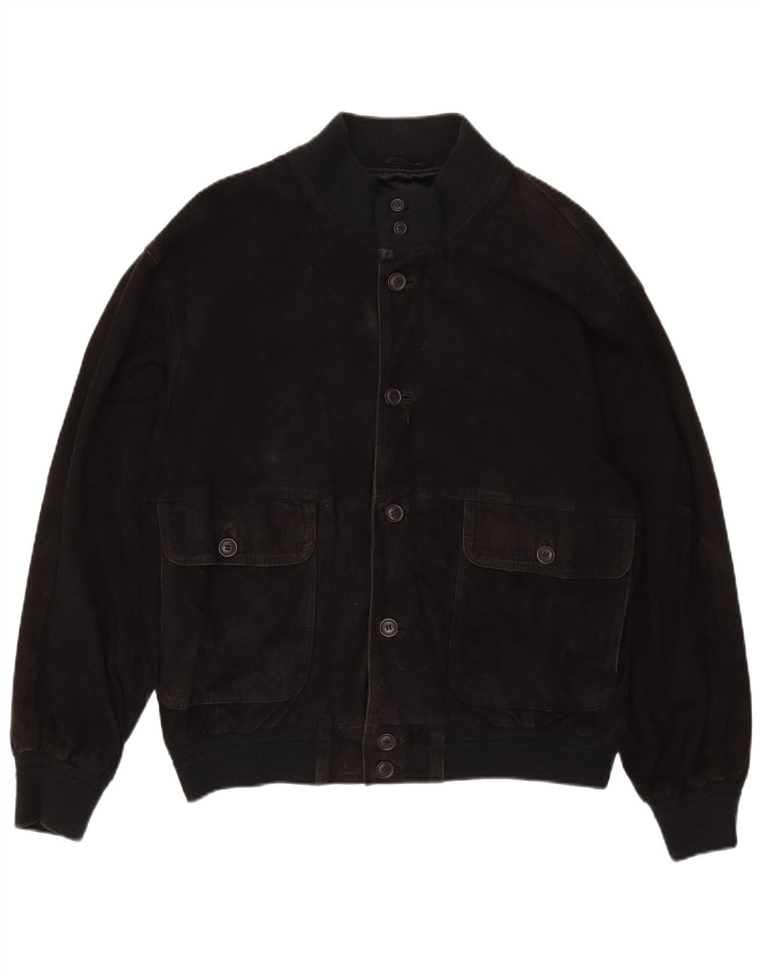 Vintage Ανδρικό Suede Bomber Jacket UK 40 Large Black Leather