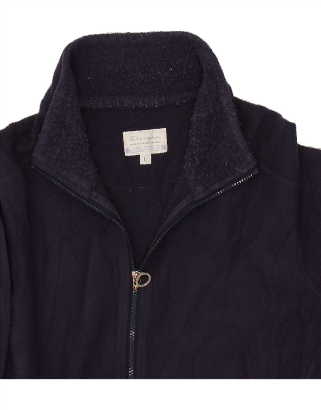 CHAMPION Womens Fleece Jacket UK 14 Large Navy Blue Polyester Vintage Champion and Second-Hand Champion from Messina Hembry 