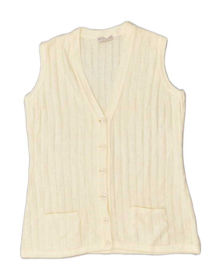 VINTAGE Womens Sleeveless Cardigan Sweater IT 48 XL Off White Acrylic | Vintage Vintage | Thrift | Second-Hand Vintage | Used Clothing | Messina Hembry 