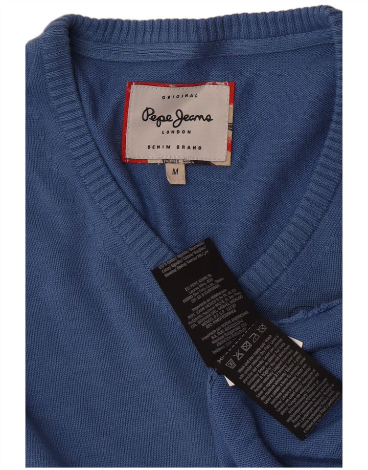 Πουλόβερ PEPE Jeans Ανδρικό πουλόβερ με V λαιμόκοψη Μεσαίο μπλε βαμβακερό