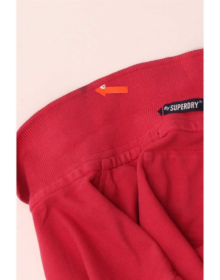 Ανδρικό κοντομάνικο μπλουζάκι πόλο Superdry, μεσαίο ροζ βαμβακερό