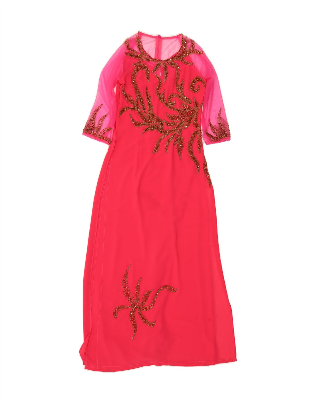 VINTAGE Womens 3/4 Sleeve Maxi Dress IT 38 Small Pink Vintage Vintage and Second-Hand Vintage from Messina Hembry 