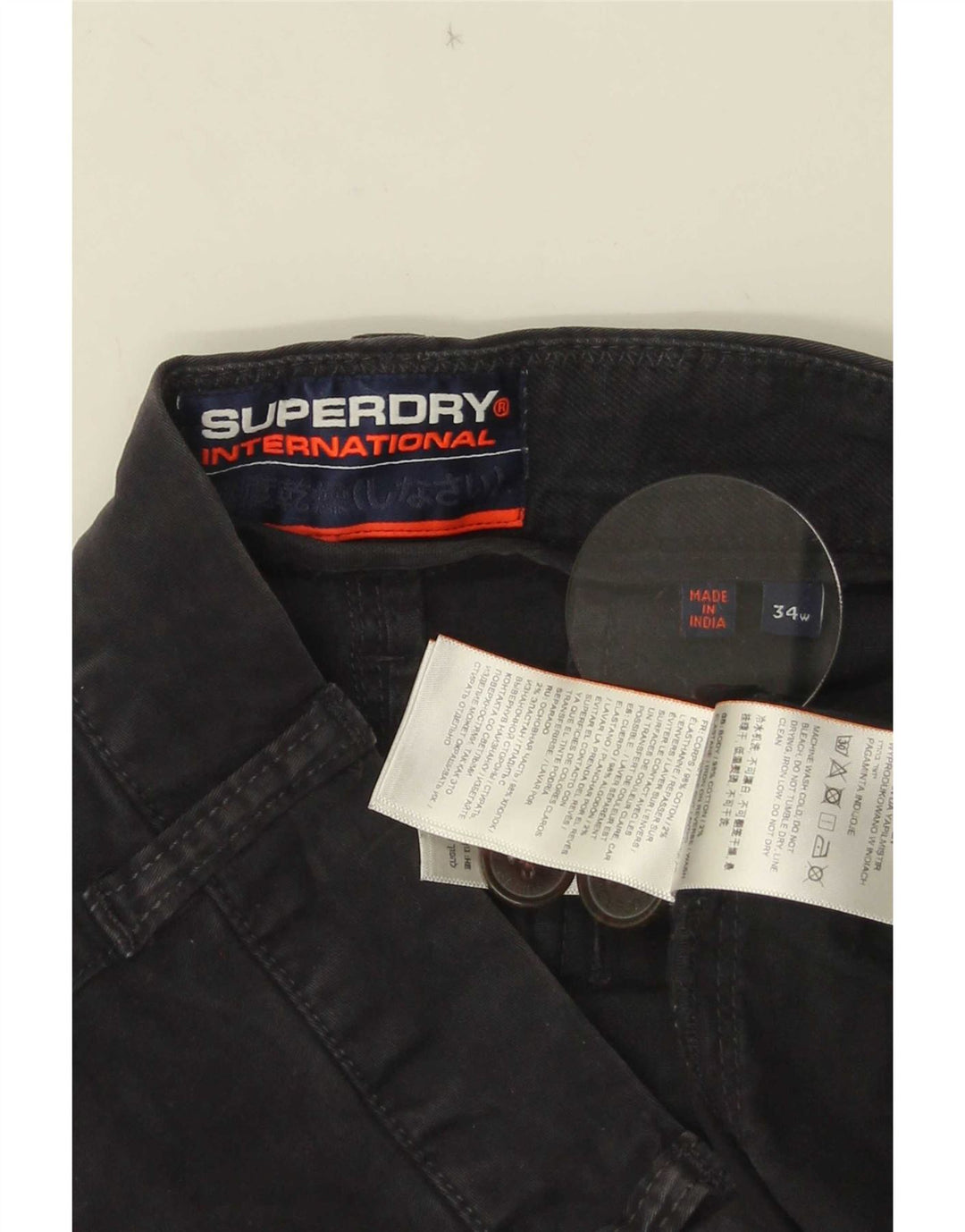 Ανδρικό σορτς Chino Superdry W34 μεγάλο μαύρο βαμβακερό