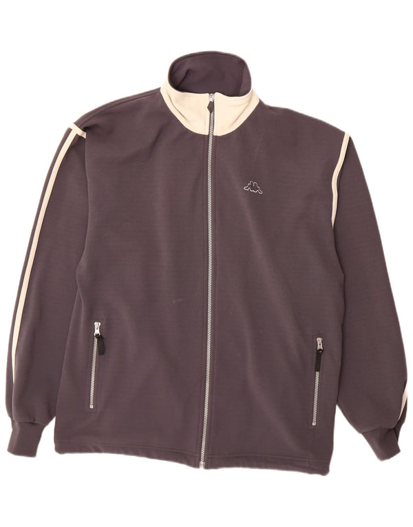 KAPPA Mens Tracksuit Top Jacket Large Grey Polyester